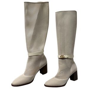CHRISTIAN DIOR “Mesh Montaigne Knee Boots”